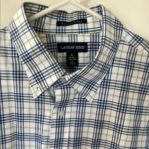 Lands' End Men's Blue Plaid Shirt